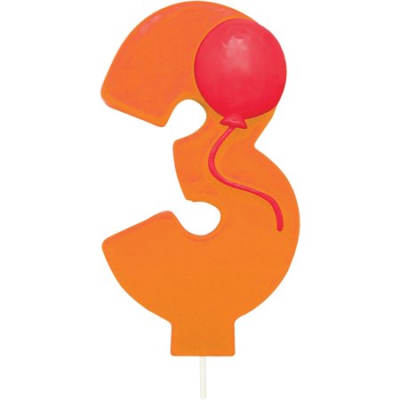 CREATIVE CONVERTING #3 Balloon Candle, 3", 6PK 104203